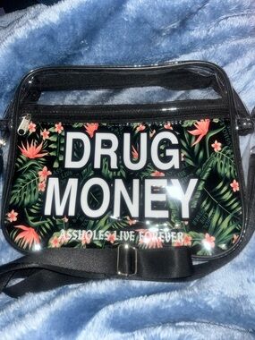 DRUG MONEY Floral Clear Crossbody Bag NWOT